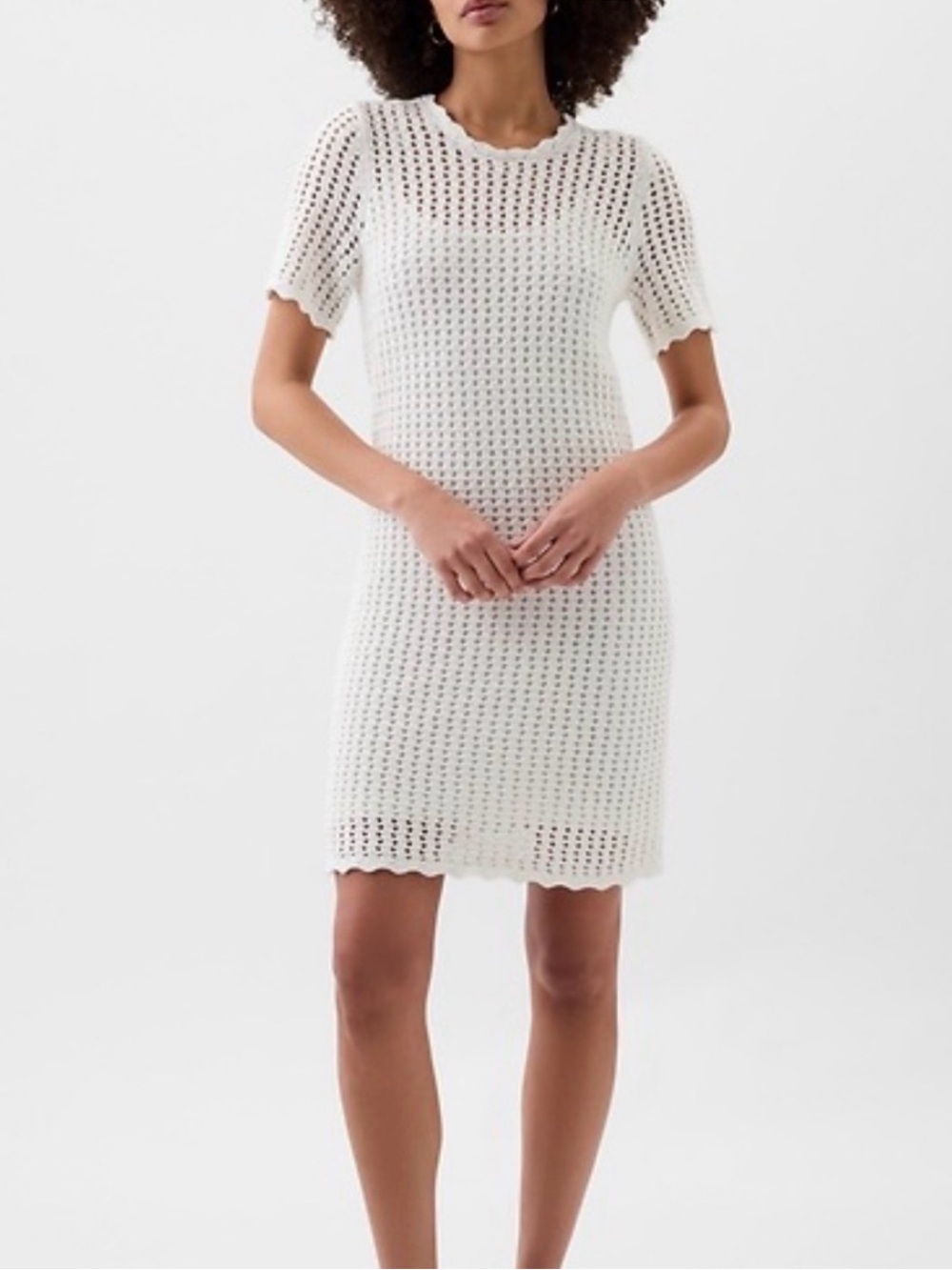 GAP White Crochet Knit Mini Dress